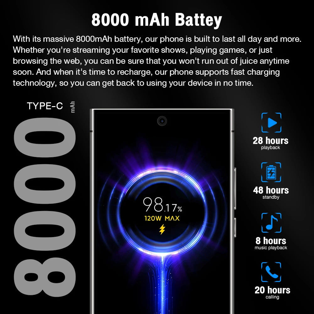 2025New S26 Ultra Original Smartphone 5G Dual SIM Android14 Phone Snapdragon 8th Generation 3 Memory Phone Facial Unlock