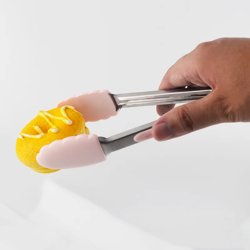 7Inch Silicone Food Tong Stainless Steel Kitchen Tongs Small Silicone Non-slip Cooking Clip Clamp BBQ Salad Tools Grill