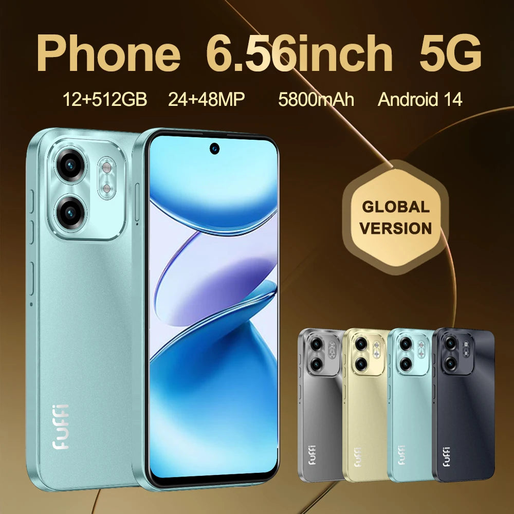 FUFFI Note 15 Pro Smartphone Cellphone Android 14 6.56 inch Screen,12+512GB 24+48MP Mobile phone 5800mAh Google Play Store Phone