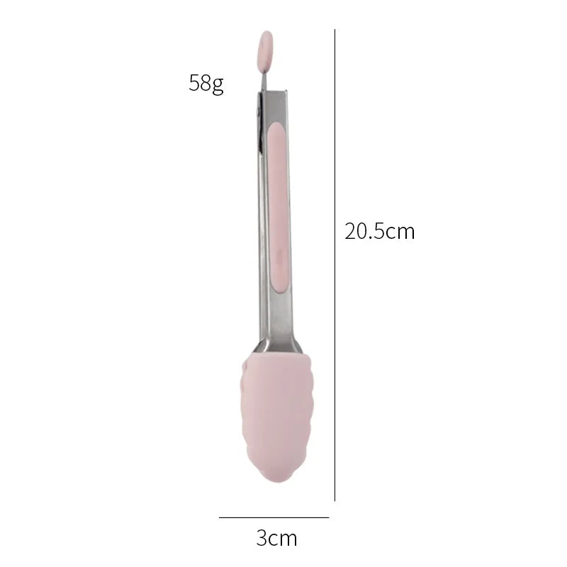 7Inch Silicone Food Tong Stainless Steel Kitchen Tongs Small Silicone Non-slip Cooking Clip Clamp BBQ Salad Tools Grill