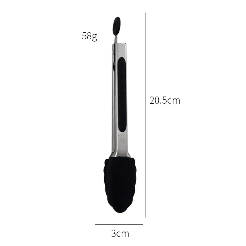 7Inch Silicone Food Tong Stainless Steel Kitchen Tongs Small Silicone Non-slip Cooking Clip Clamp BBQ Salad Tools Grill
