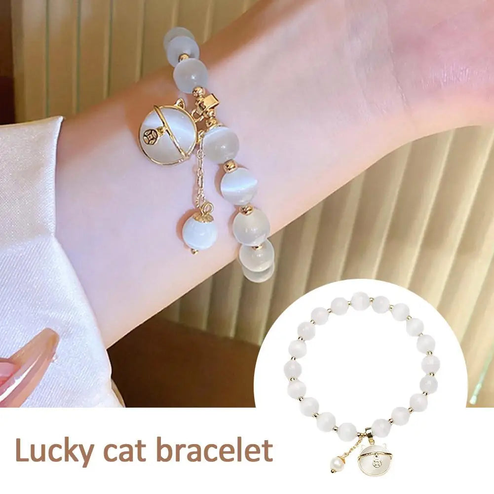 Zircon Butterfly Bracelet for Women, Cat's Eye Stone Bracelet for Good Luck