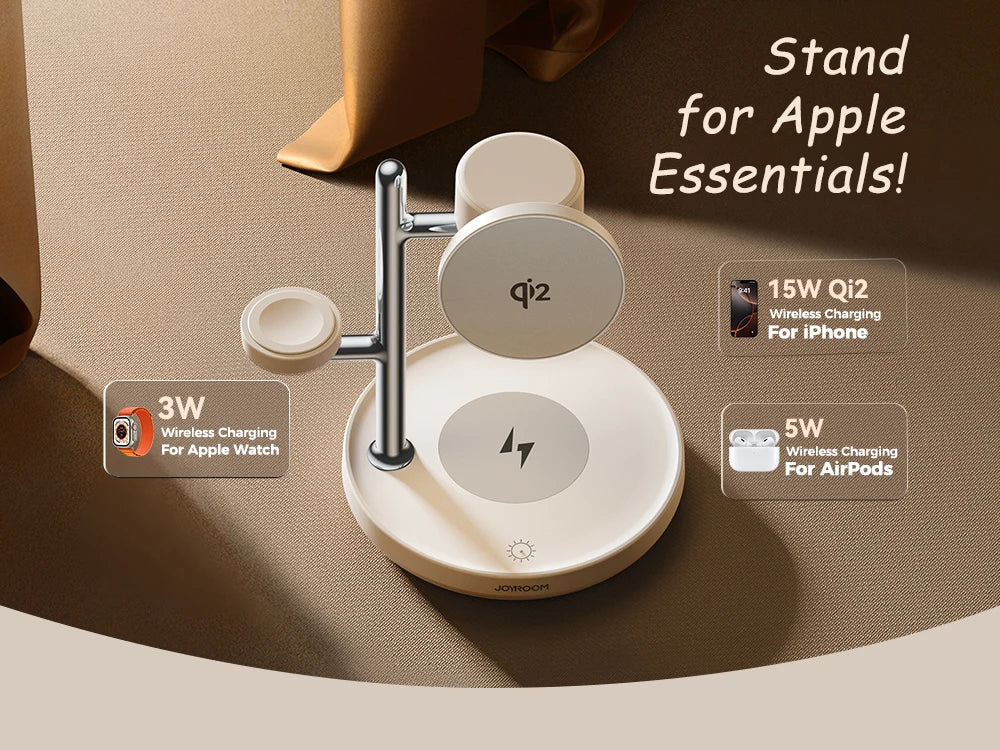 Joyroom Qi2 Magnetic Charging Station for Apple Fast Wireless Charger for iPhone 17 16 15 Pro Max for iWatch for AirPods JR-W23