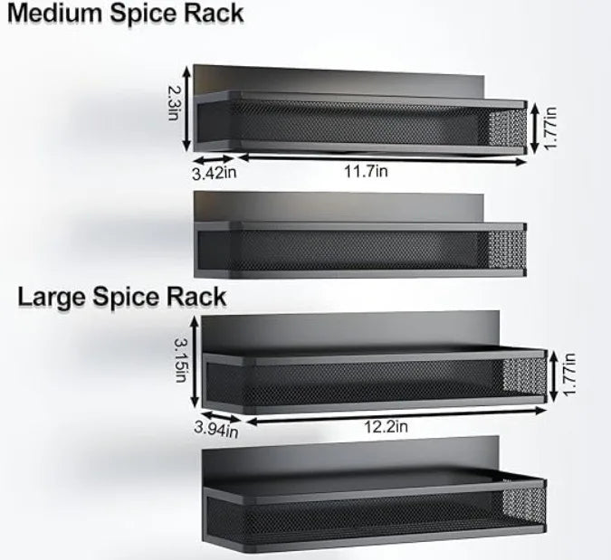 Heavy Duty Magnetic Refrigerator Organizer Shelf with Hooks Expandable Storage Rack for Kitchen Pantry No Drill Space Saver