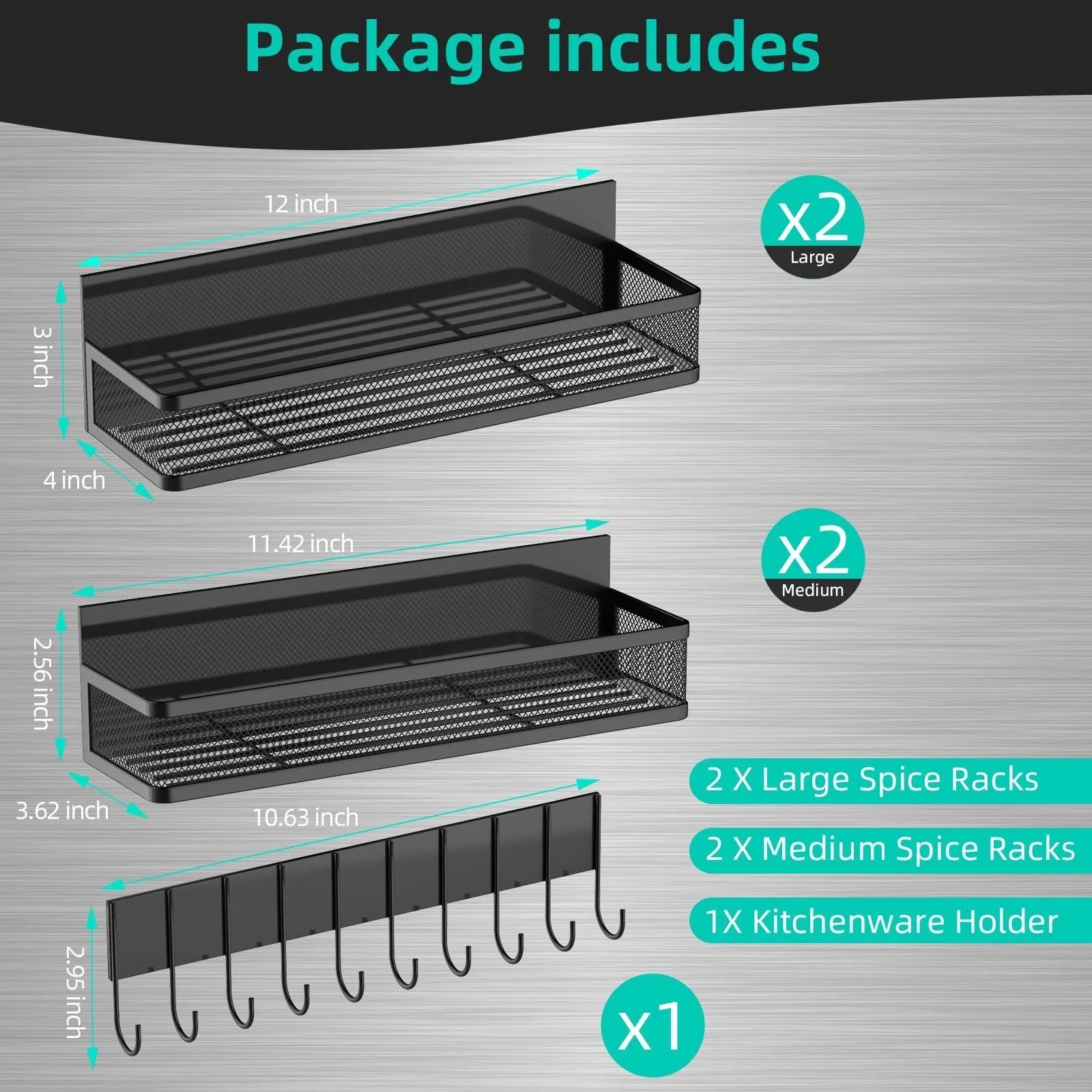 Heavy Duty Magnetic Refrigerator Organizer Shelf with Hooks Expandable Storage Rack for Kitchen Pantry No Drill Space Saver