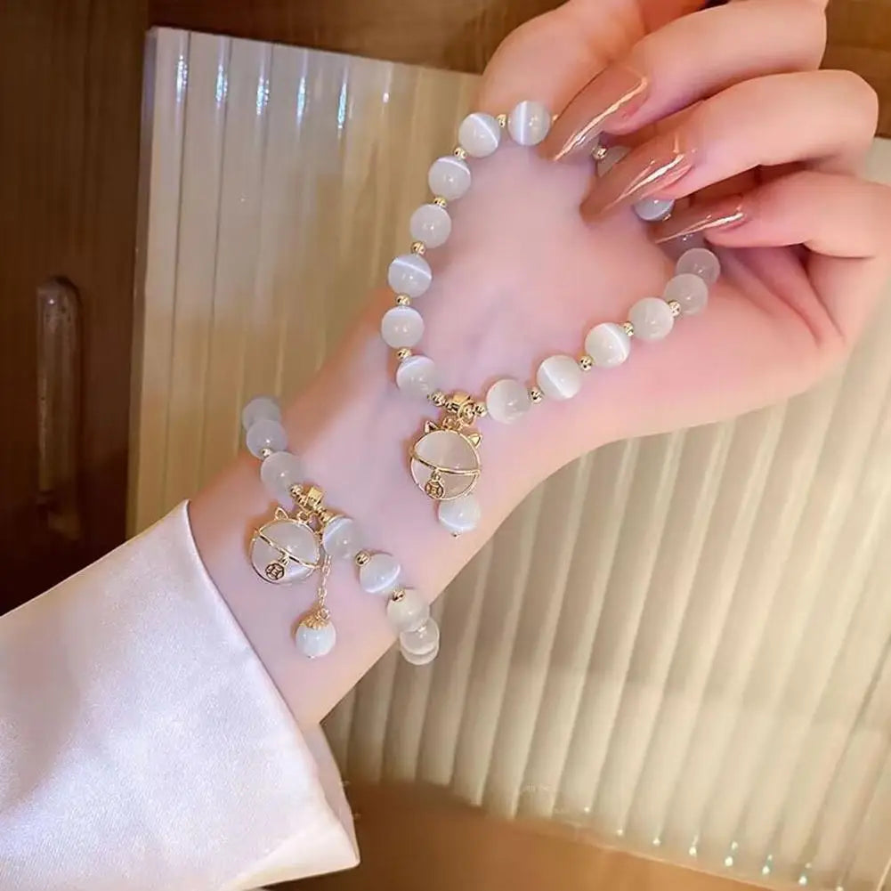 Zircon Butterfly Bracelet for Women, Cat's Eye Stone Bracelet for Good Luck