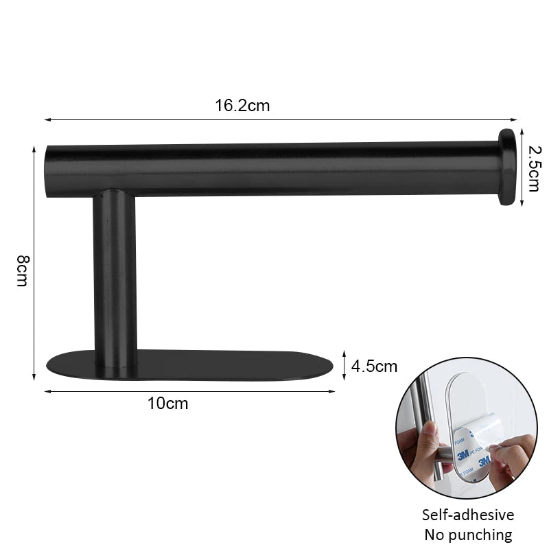 Stainless Steel Paper Towel Holder Self Adhesive Towel Holder Kitchen Shelf Black Silver Roll Paper Rack Bathroom Accessories
