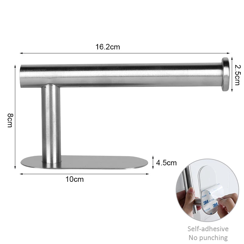Stainless Steel Paper Towel Holder Self Adhesive Towel Holder Kitchen Shelf Black Silver Roll Paper Rack Bathroom Accessories