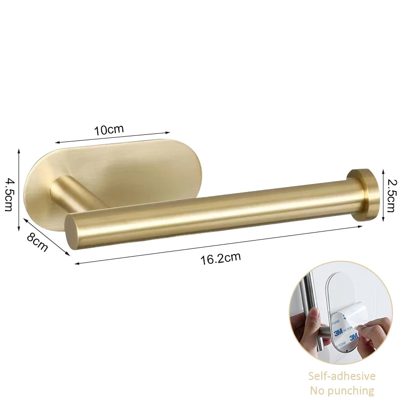 Stainless Steel Paper Towel Holder Self Adhesive Towel Holder Kitchen Shelf Black Silver Roll Paper Rack Bathroom Accessories