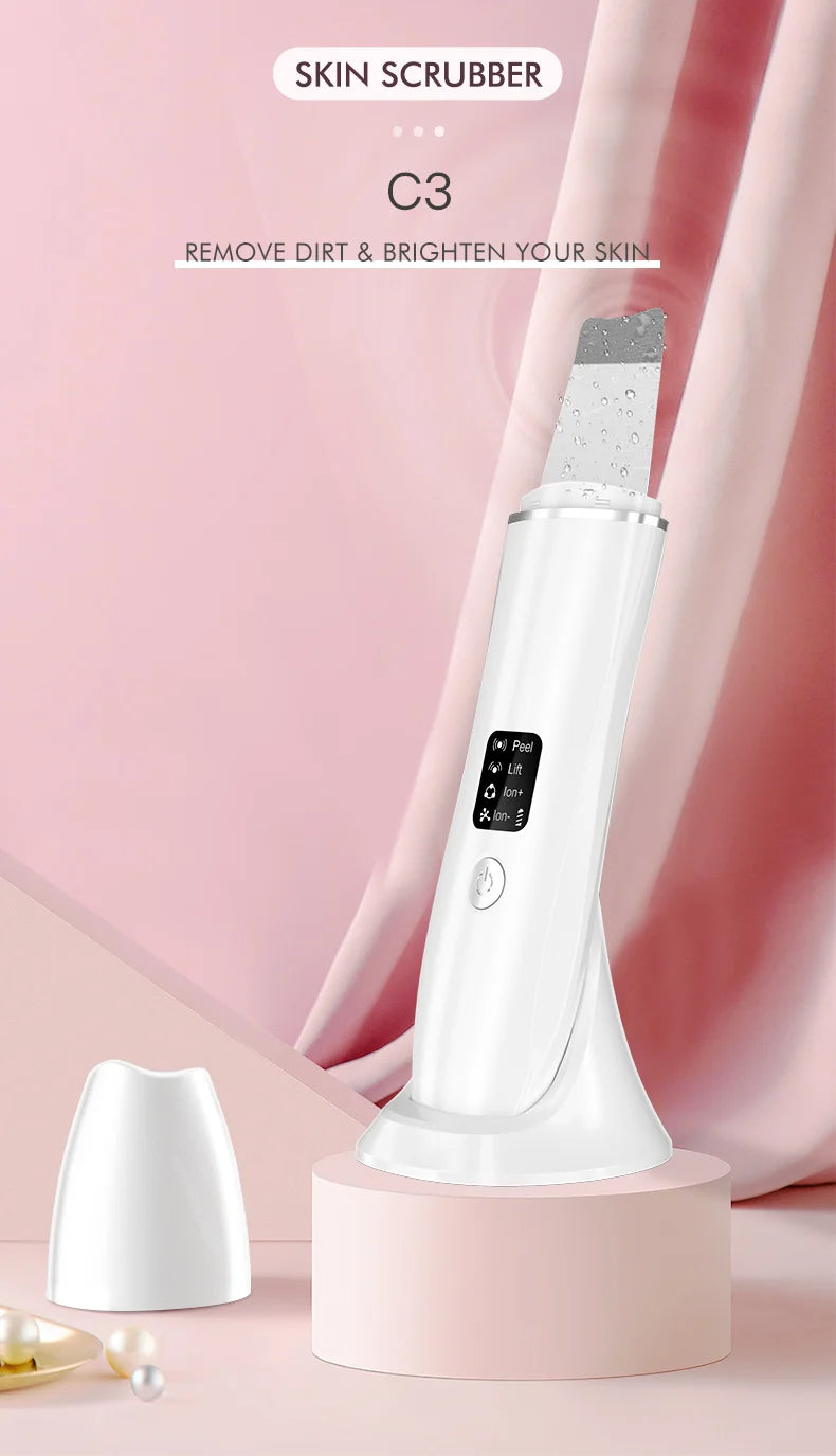 Ultrasonic Skin Scrubber Electric Facial Cleansing Pore Deep Cleanser Acne Blackhead Remover Peeling Shovel Beauty Machine