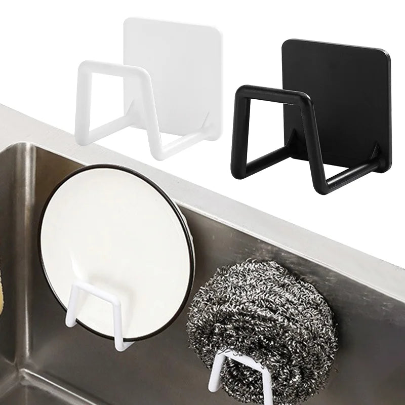 Sponge Holder for Kitchen Sink Self Adhesive Drain Drying Rack Kitchen Wall Hooks Accessories Dish Sponge and Brush Holder