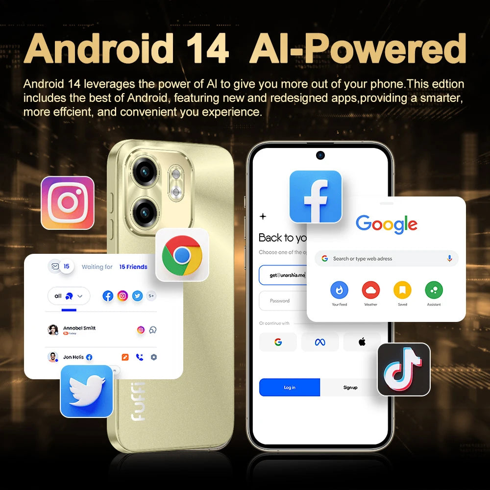 FUFFI Note 15 Pro Smartphone Cellphone Android 14 6.56 inch Screen,12+512GB 24+48MP Mobile phone 5800mAh Google Play Store Phone