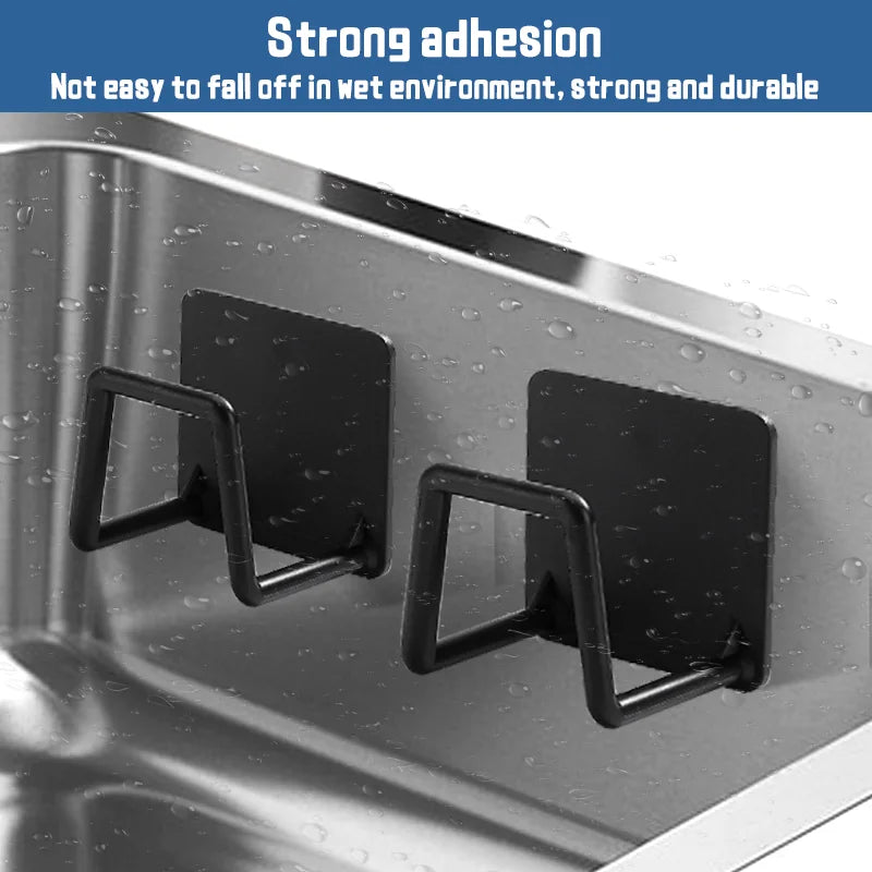 Sponge Holder for Kitchen Sink Self Adhesive Drain Drying Rack Kitchen Wall Hooks Accessories Dish Sponge and Brush Holder