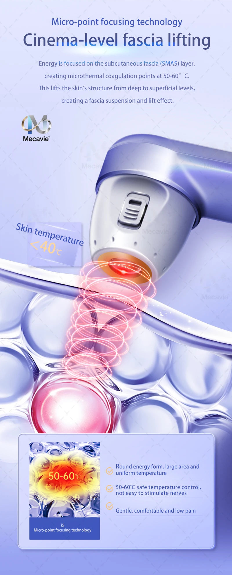 Mini Ultrasonic Face Lifting Device Deeply Stimulates SMAS Layer for V-Line Shaping Wrinkle Removal & Anti-Aging Painless Facial
