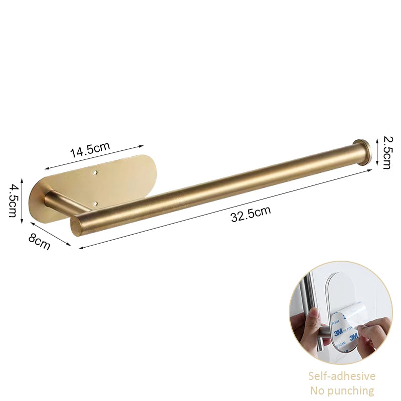 Stainless Steel Paper Towel Holder Self Adhesive Towel Holder Kitchen Shelf Black Silver Roll Paper Rack Bathroom Accessories