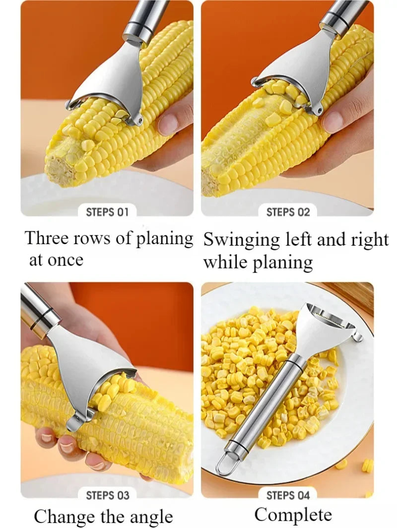 Corn Stripper Stainless Steel Manual Corn Planer Cob Stripper Reusable Corn Peeler Thresher Kitchen Fruit Vegetable Gadget Tool