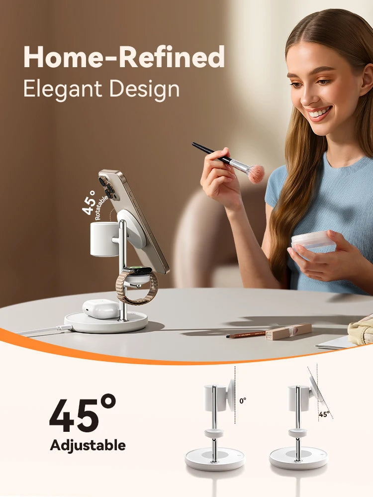 Joyroom Qi2 Magnetic Charging Station for Apple Fast Wireless Charger for iPhone 17 16 15 Pro Max for iWatch for AirPods JR-W23