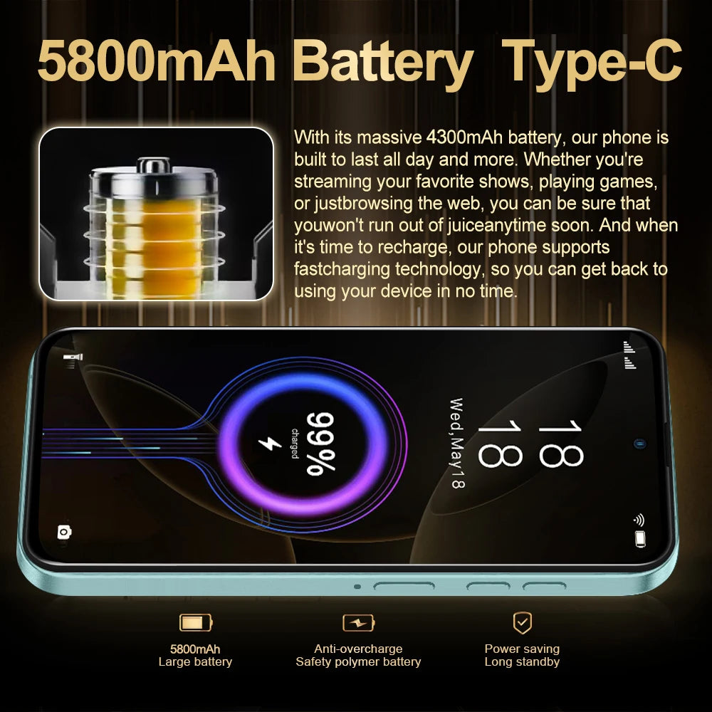FUFFI Note 15 Pro Smartphone Cellphone Android 14 6.56 inch Screen,12+512GB 24+48MP Mobile phone 5800mAh Google Play Store Phone