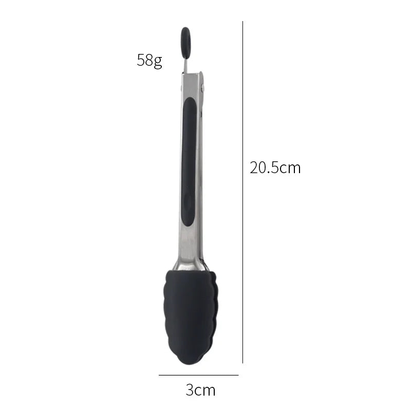 7Inch Silicone Food Tong Stainless Steel Kitchen Tongs Small Silicone Non-slip Cooking Clip Clamp BBQ Salad Tools Grill
