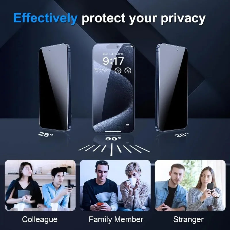 4Pcs Privacy Tempered Glass For iPhone 16 15 14 13 12 11 Pro Max Anti-Spy Screen Protectors For iPhone XS Max XR 7 8 Plus Glass