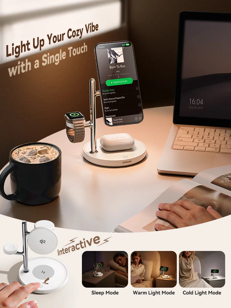 Joyroom Qi2 Magnetic Charging Station for Apple Fast Wireless Charger for iPhone 17 16 15 Pro Max for iWatch for AirPods JR-W23