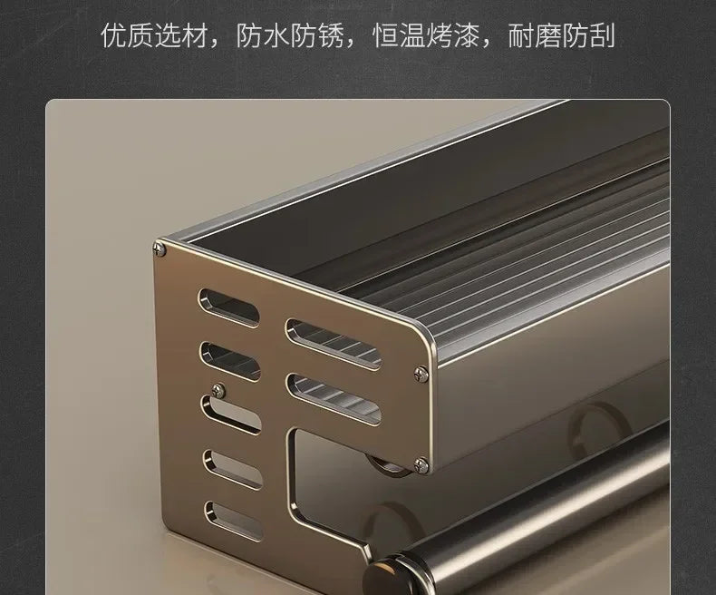 Stylish Wall-Mounted Kitchen Condiment Rack with Storage Box Multifunctional Household Utensil Rack with Oil Vinegar Dispenser