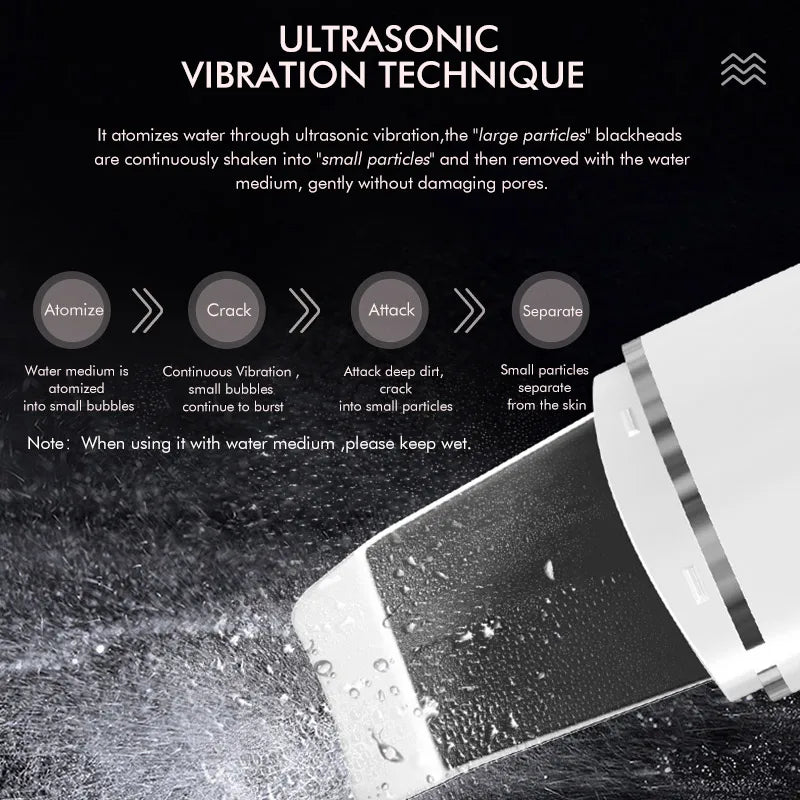 Ultrasonic Skin Scrubber Electric Facial Cleansing Pore Deep Cleanser Acne Blackhead Remover Peeling Shovel Beauty Machine